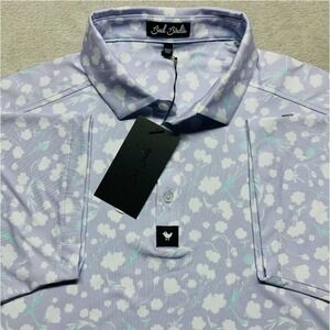 NWT Bad Birdie Baby Lush Core Performance Polo Shirt Mens L Purple Floral